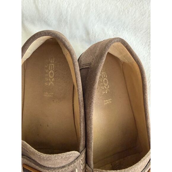 Geox Respira Shoes Men 9.5 Brown Suede Driving Loafers Casual Comfort